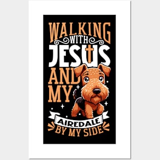 Jesus and dog - Airedale Terrier Posters and Art